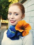 Felt Wool Scarf with Flower - Blue / One Size