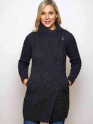 Womens Aran sweater Coat side zip - Charcoal / XL image