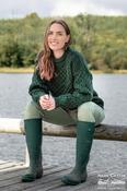 Unisex Merino Wool Aran Sweater Army Green - M image