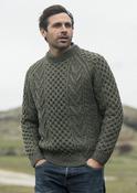 Aran Handknit Sweater S157 Green - Army Green / XS image