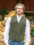 Wool Blend Lined Waistcoat Olive Herringbone - Chest 52 inches image