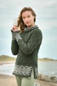 Jacquard Cowl Neck Irish Sweater Army - S / Army Green