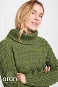 100% Super Soft Merino Wool Cowl Neck Green - S
