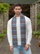 100% Cashmere Scarf Red Tartan - Grey/Blue Mix / One Size image