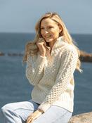 Unisex Half Zip Merino Wool Sweater Natural - S image