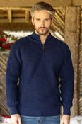 Men's half zip ribbed sweater Deep Water Blue - S image