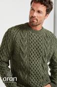 Aran Handknit Sweater S157 Green - Army Green / XXL