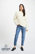 Handknit Aran Sweater Merino Wool Natural - XL image