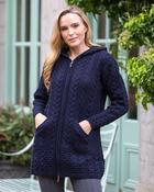 Aran Hooded Coat with Celtic Zipper Navy - XXL image