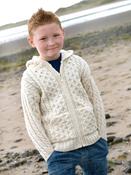 Kids Merino Hooded Aran Zip Cardigan - 12-18 months / Natural White image