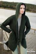 Ladies Herringbone Shawl Collar Hooded Coat Army - S image