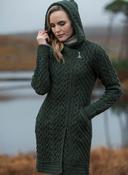 Long Heart Design Hooded Coat - Army Green - XS