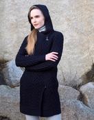 Long Heart Design Hooded Coat - Navy - XS image