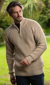 Men's half zip ribbed sweater Camel - L image