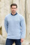 Unisex Merino Wool Aran Sweater Ice Blue - S image