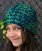 Girls Handmade Ribbed hat - teal mix - 3-4 yrs image