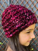 Girls Handmade Ribbed Hat- Fuschia - 5-6 yrs image
