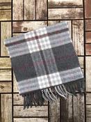 Wool Cashmere Scarf Made in Ireland - Grey/White/Red Check