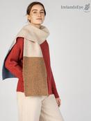 IrelandsEye Knitwear ‘Elder’ Contrast Panel Scarf Biscuit -Seashell - One Size