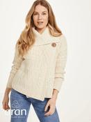 One Button Aran Ladies Cardigan - 257 / MEDIUM