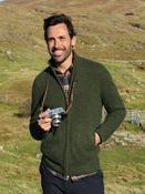 Mens Full Zip Lambswool Cardigan Green - XXL