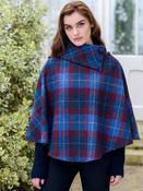 Mucros Tweed Poncho Blue Red Check