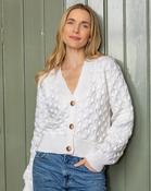 Ladies 100% Merino Wool Cropped Cardigan Natural - L