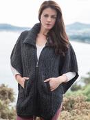 Aran Batwing Jacket Merino Wool - Charcoal / Medium-Large