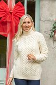 Aran Turleneck Sweater 100% Merino Wool - Natural / XXL image