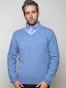 100% Lambswool V Neck Sky Blue - S image
