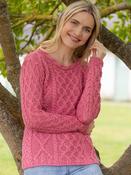 Lambay Lattice Cable Aran Sweater Rosa Pink - XXL image