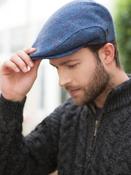Men's Light Blue Herringbone Trinity Flat Cap col.110 - S