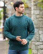 Unisex Aran Sweater Moss Green - XL