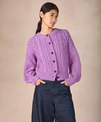 Clover Cropped Aran Cardigan in Lilac Marl - XL