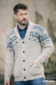 Fairisle Shawl Cardigan Oatmeal - L