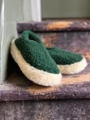 Merino Wool Non Slip Slippers Dark Green - 43-44