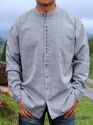 Traditional Grandfather Shirt Blue White - M - chest 24in / Blue White image