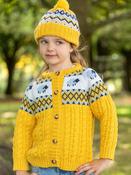Kids Sheep Cardigan Merino Wool - Sunshine Yellow - 3-4 yrs image