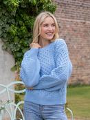 Honeysuckle Cropped Aran Sweater Morning Sky - 3XL