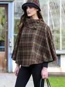 Mucros Tweed Poncho Green Yellow and Red