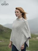 SUPER SOFT MERINO WOOL PONCHO WITH BUTTONS in OATMEAL