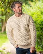 Unisex Merino Wool Aran Sweater Natural - M image
