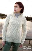 100% Super Soft Merino Wool Half Zip Natural - L image