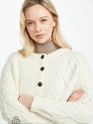 Irish Aran Handknit Lumber Cardigan Natural - XL