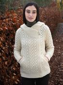 Side Zip Cardigan with Hoody - Natural / M