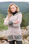 Celtic Jacquard Hooded Coat Oatmeal - M image