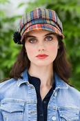 LADIES IRISH NEWSBOY CAP ORANGE CHECK Col: 60