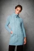 Womens Long Fitted Aran Coat - Aqua - SLATE / MEDIUM image