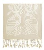 Celtic Design Wool Mix Scarf - White / One Size image