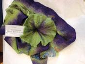 Felt Wool Scarf with Flower - Purple - Green / One Size